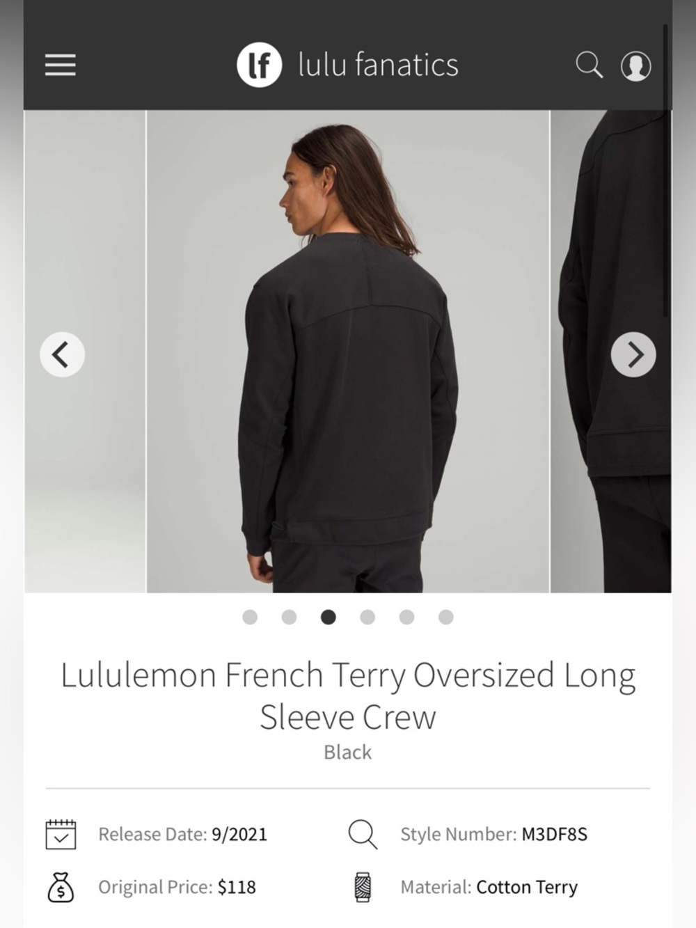 Lululemon Men’s French Terry Oversized Long Sleeve Crew